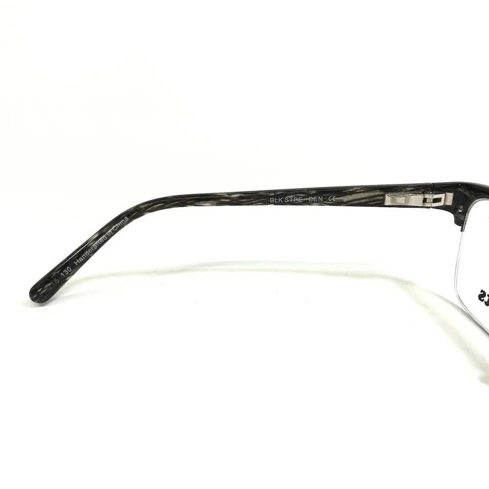 Roots Eyeglasses Frames RT716 BLK STPE Gray Horn Cat Eye Half Rim 52-16-130